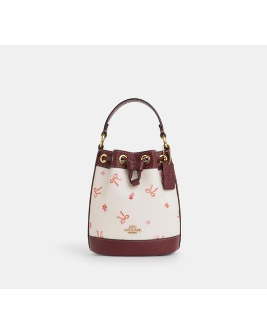 COACH Multicolor Dempsey Drawstring Bucket Bag 15 With Bow Print | Pvc