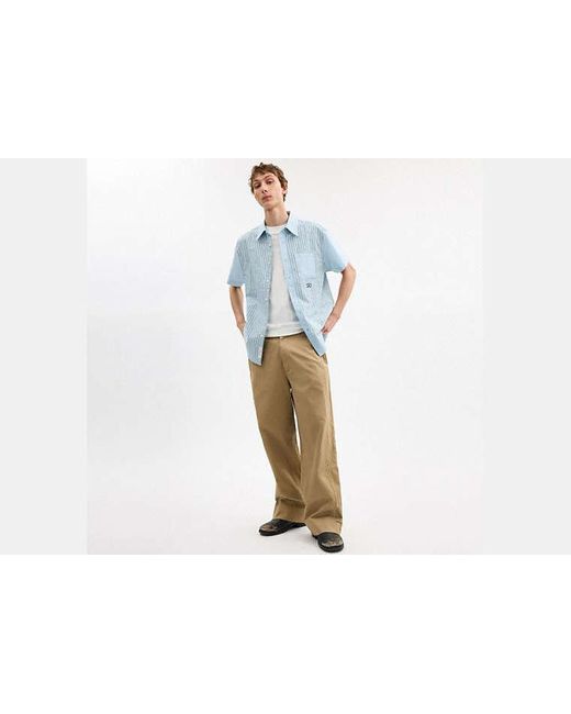 Chemise Oxford En Matières Mélangées À Rayures COACH pour homme en coloris Blue