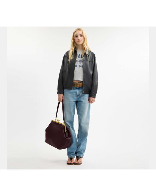 COACH Black Large Kisslock Frame Bag