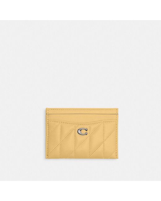 COACH Yellow Essential Card Case With Pillow Quilting