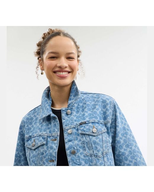 COACH Blue Signature Denim Jacket