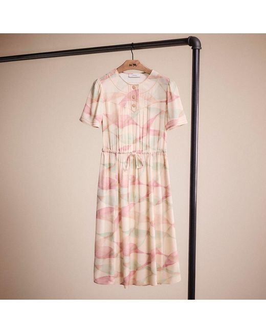 COACH Pink Restored Trompe L'oeil Short Sleeve Dress