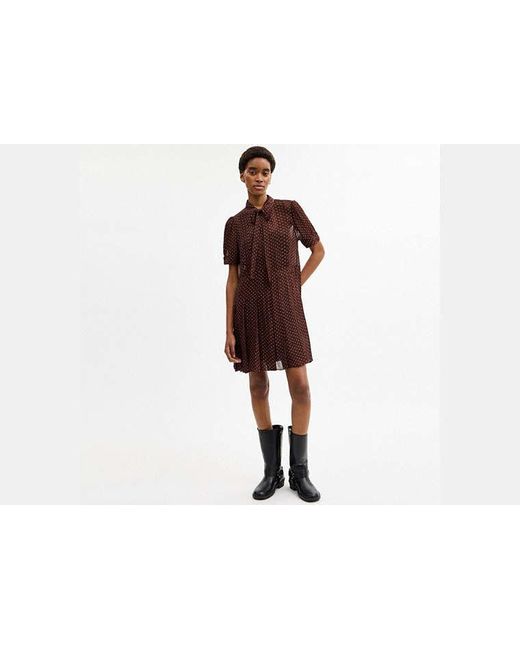 COACH Black Printed Shirt Dress