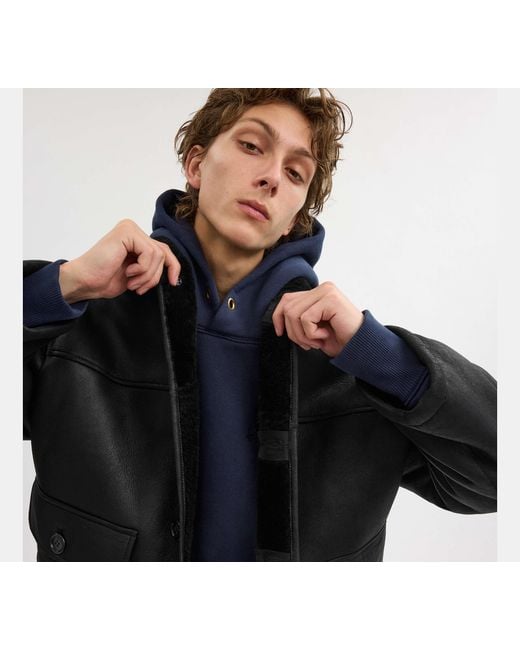COACH Black Classic Shearling Coat for men