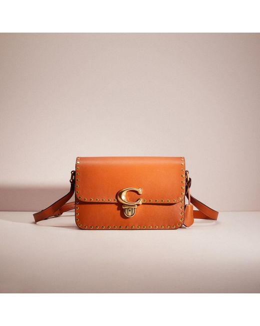 COACH Restored Studio Shoulder Bag With Rivets in Orange | Lyst