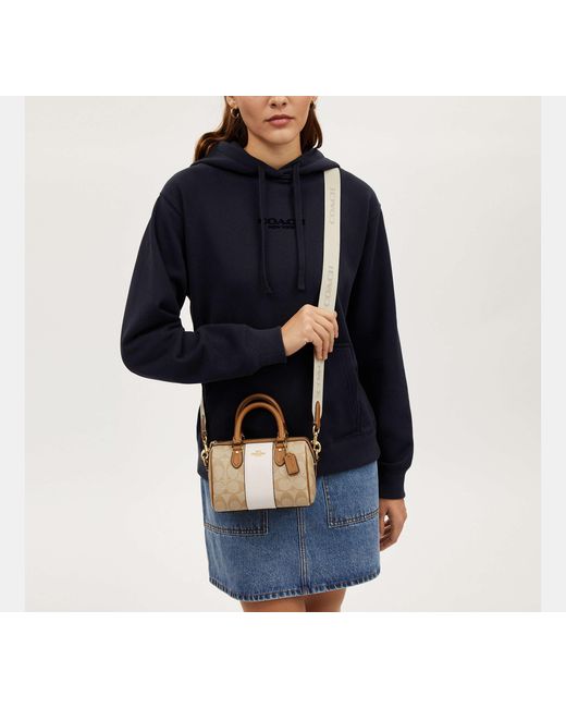 COACH Black Mini Rowan Crossbody Bag With Stripe