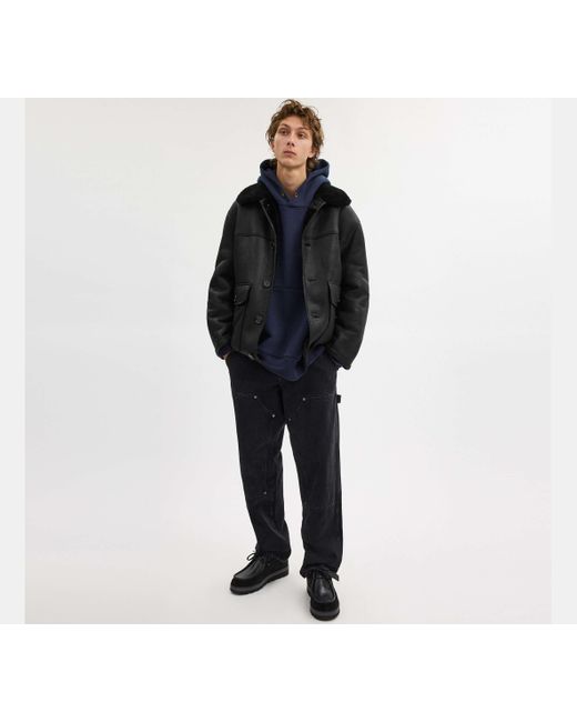 COACH Black Classic Shearling Coat for men