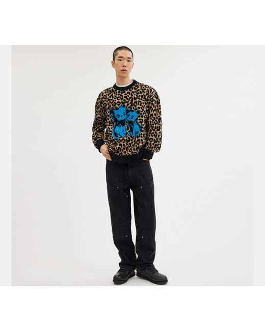 COACH Black The Lil Nas X Drop Leopard Print Crewneck Sweater