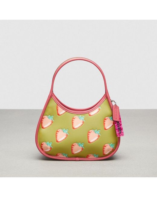 COACH Ergo Shoulder Bag In Topia Leather With Strawberry Print in Green