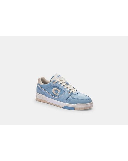 COACH Blue Soho Sneakers Shoes, Leather/Suede