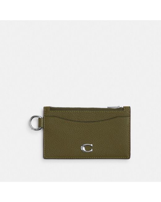 COACH Green Zip Card Case for men