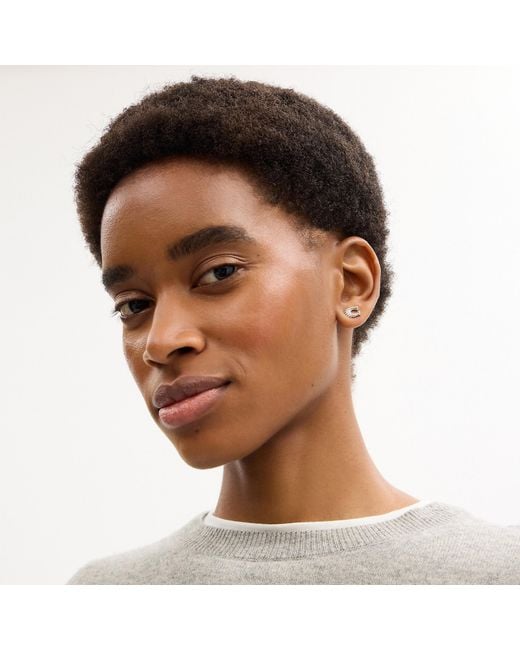 COACH White Pavé C Stud Earrings