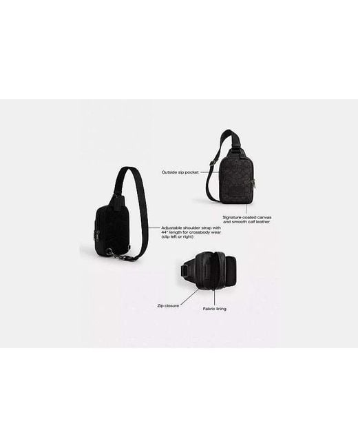 COACH Black Racer Sling Pack for men