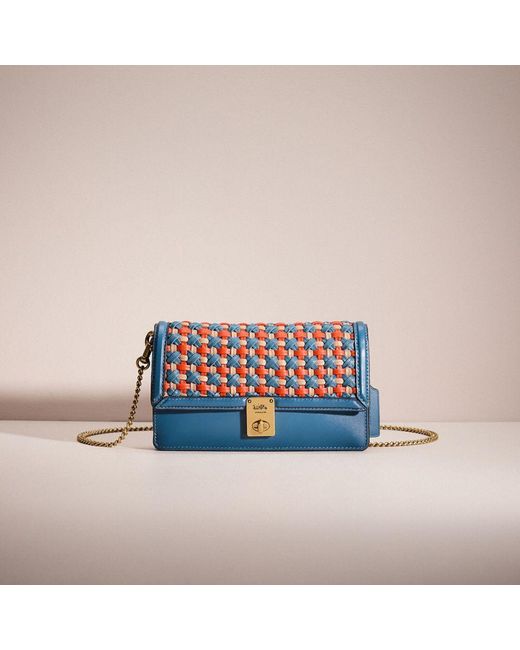 COACH Blue Restored Hutton Clutch With Weaving
