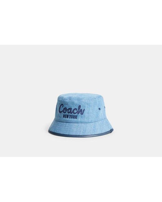Sombrero de pescador de tela vaquera COACH de color Blue