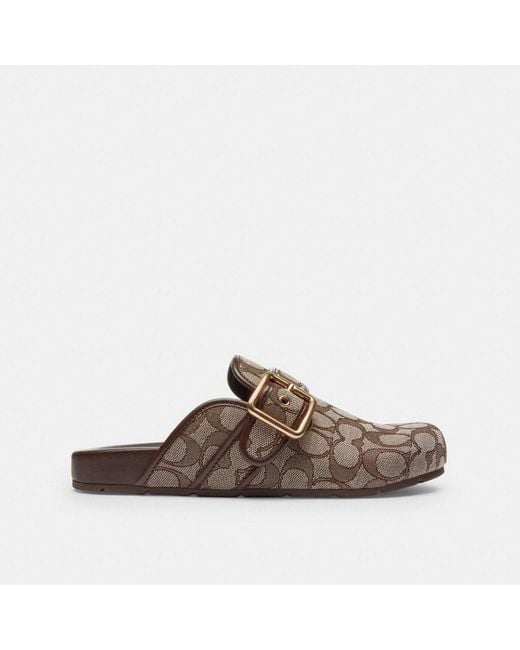 COACH Brown Archival Buckle Clog In Signature Jacquard