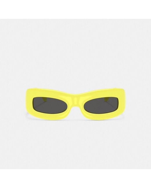 COACH Yellow Chunky Narrow Rectangle Sunglasses