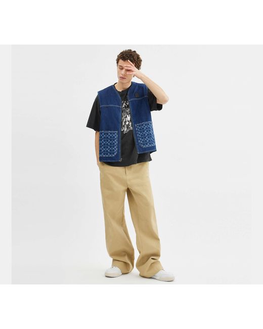 COACH Blue Denim Work Vest for men