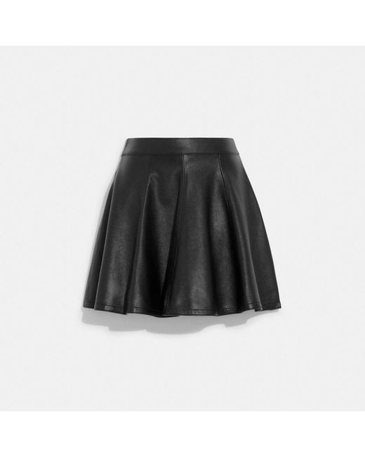 COACH Leather Cheerleader Skirt in Black Lyst