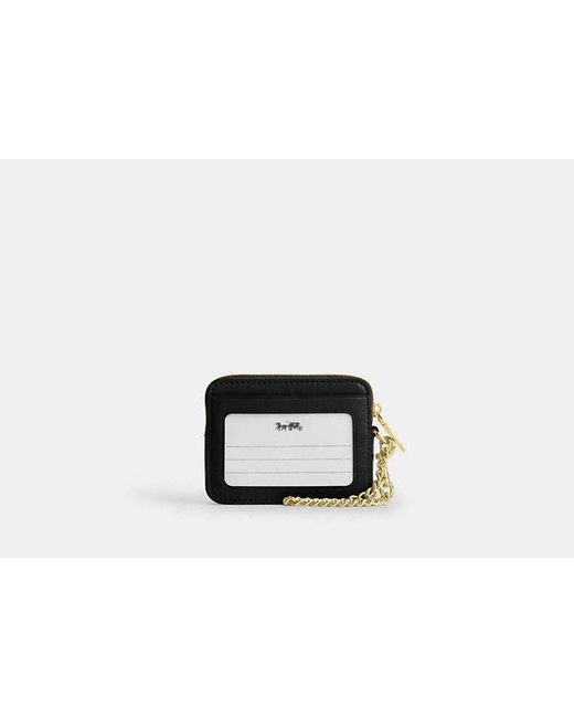 COACH Black Zip Card Case With Quilting