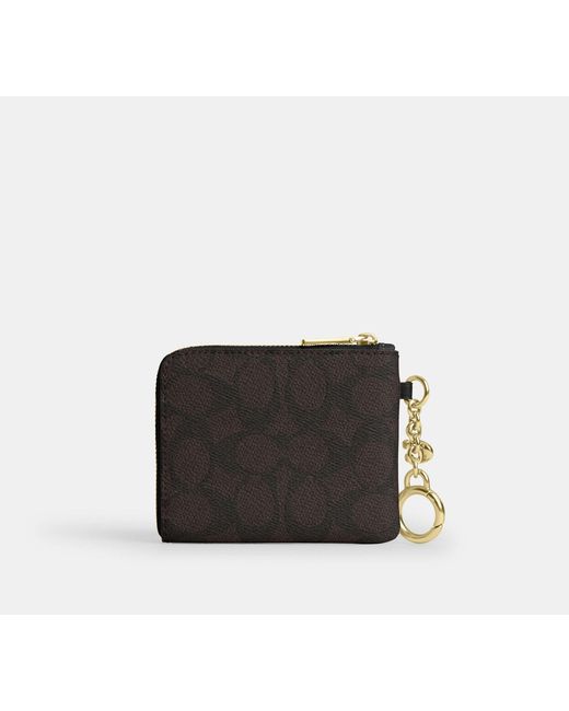 COACH Black Small Corner Zip Wallet