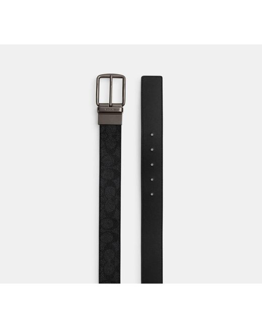 COACH Black Plaque Buckle Cut To Size Reversible Belt, 38 Mm for men