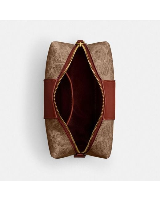 COACH Brown Essential Cosmetic Pouch In Signature Canvas