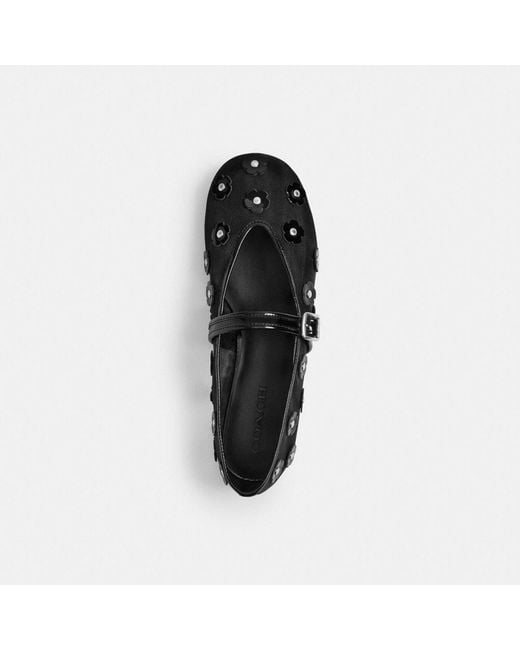 COACH Black Mary Jane With Tea Rose