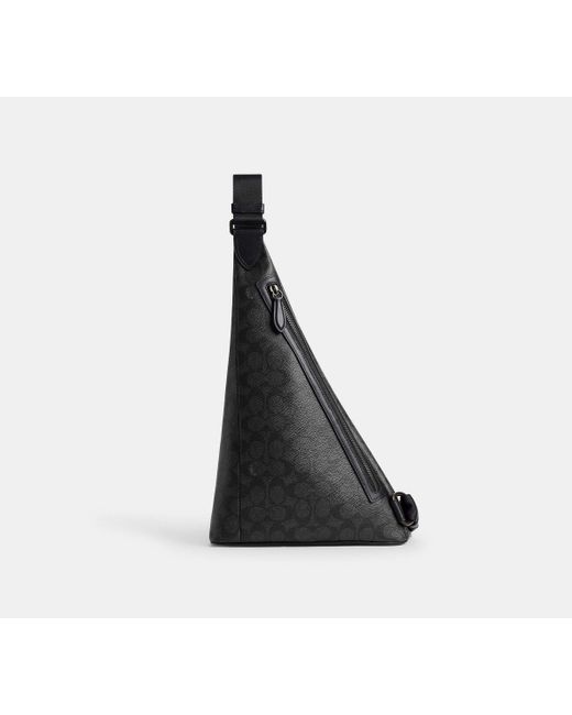 COACH Dreieckige Slingbag Aus Signature Canvas in Black für Herren