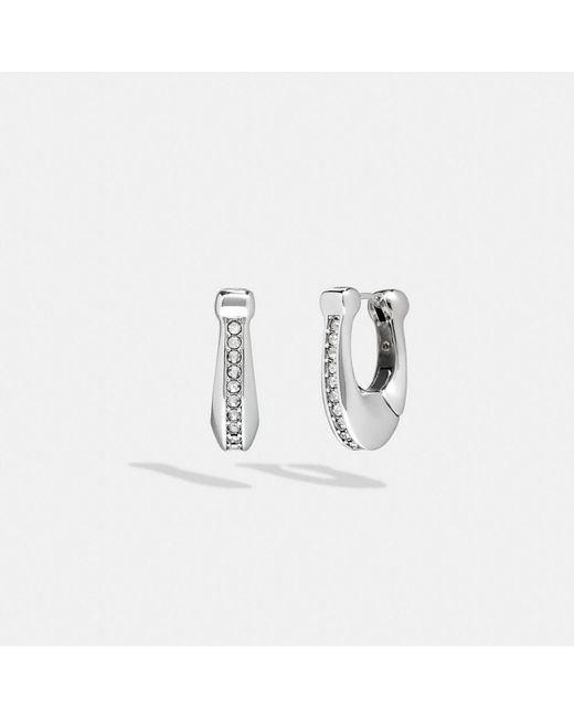 coach signature logo pave hoop earrings