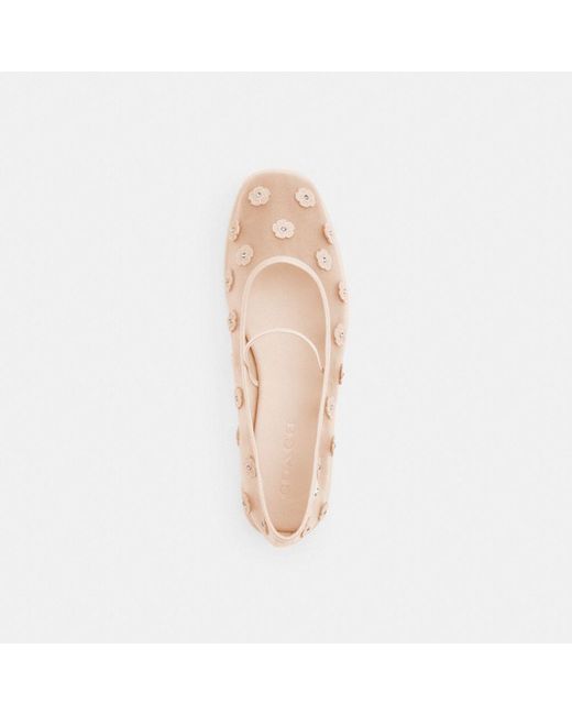 COACH Emilia Mary Jane With Tea Rose in Natural | Lyst