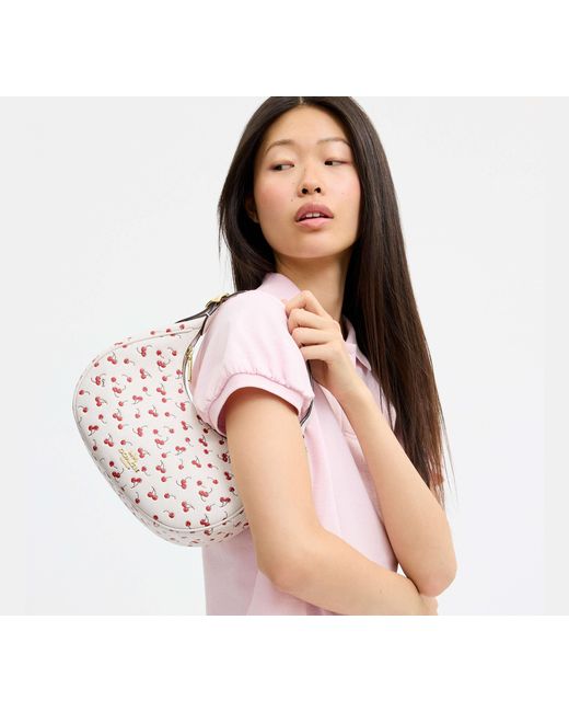 COACH Black Emily Shoulder Bag With Cherry Print