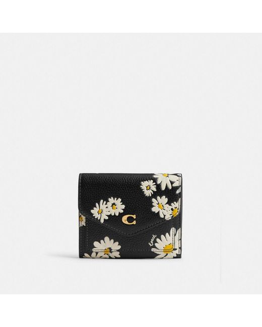 COACH Black Wyn Small Wallet With Floral Print