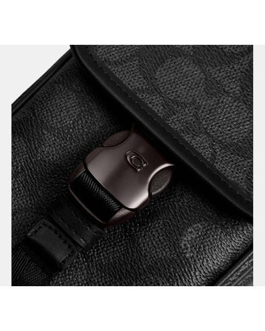 COACH League Handy Umhängetasche Aus Signature Canvas in Black für Herren