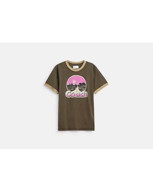 COACH Black Roadside Ringer T-shirt for men