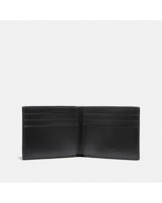 COACH Black Slim Billfold Wallet In Signature Canvas for men