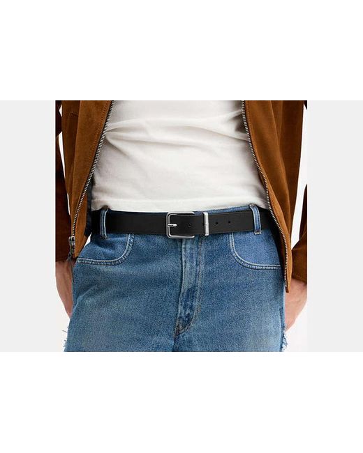 COACH Black Harness Buckle Belt, 35 Mm for men