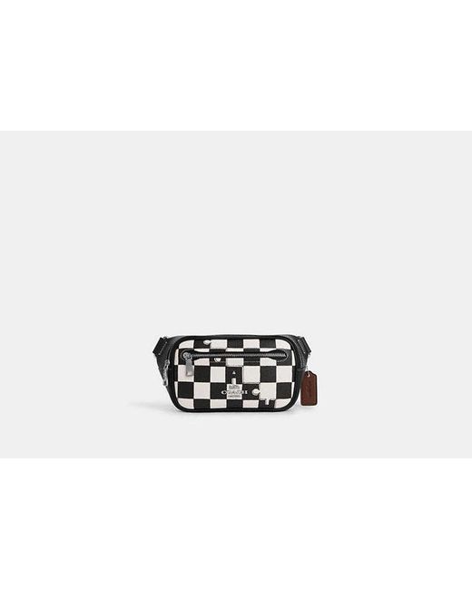 COACH Black Elias Mini Belt Bag With Checkerboard Print for men