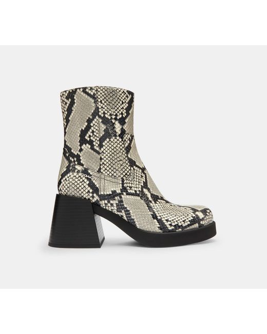COACH Black Block Heel Boot With Snake Print