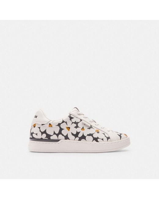 COACH White Lowline Low Top Sneaker With Floral Print