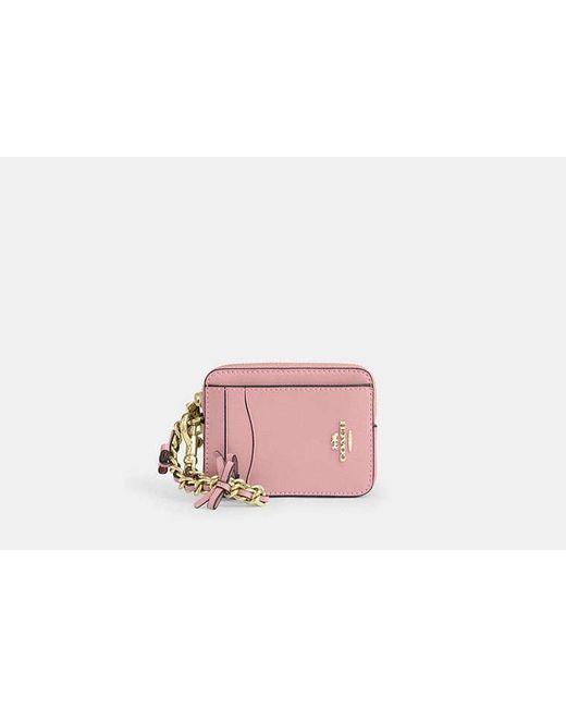 COACH Black Zip Card Case With Bows