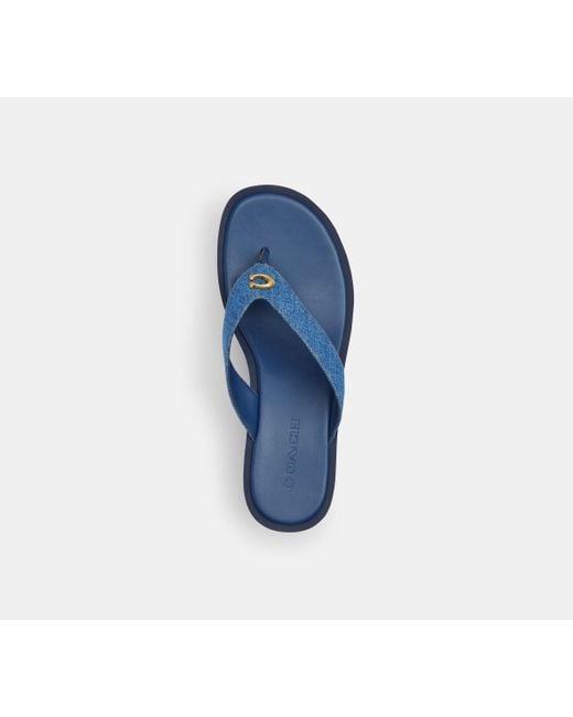 COACH Blue Sculpted C Platform Flip Flop