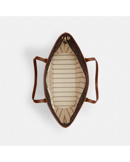 COACH Brown Taxi Tote Bag In Signature Canvas