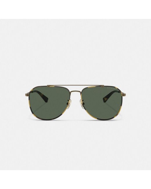 COACH Green Metal Windsor Pilot Sunglasses for men