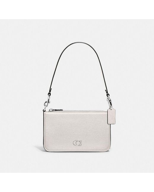 COACH White Pouch Bag With Signature Canvas