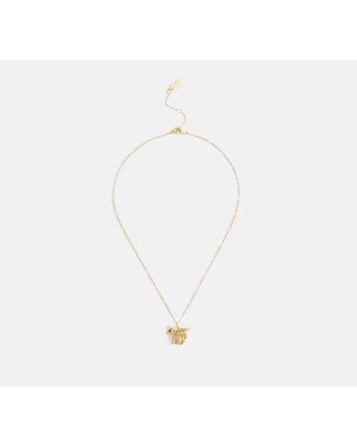 COACH Black Brushed Pegasus Pendant Necklace
