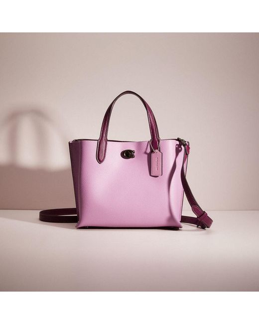 COACH Pink Restored Willow Tote 24 In Colorblock