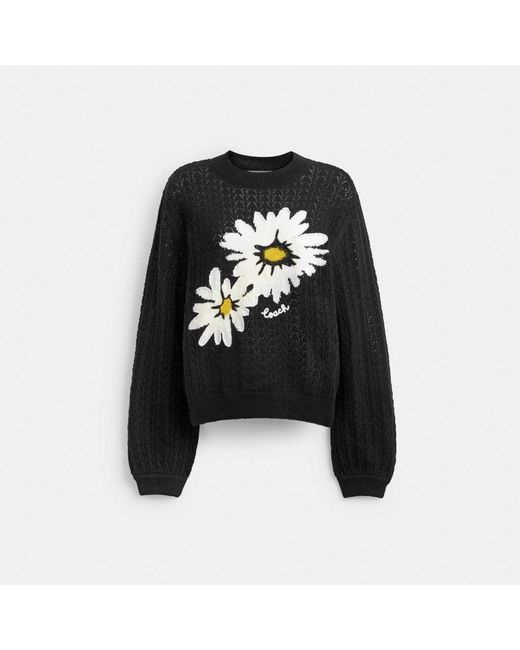 COACH Black Floral Crewneck Sweater
