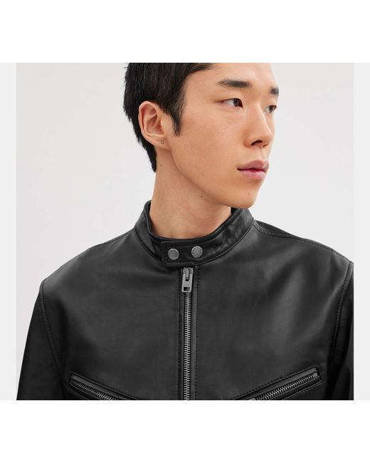 COACH Black Leather Racer for men