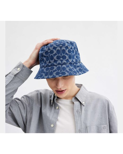 COACH Blue Signature Bucket Hat